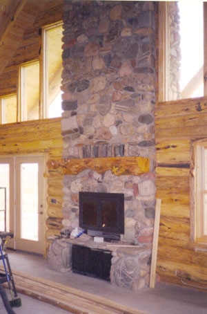 rock fireplace